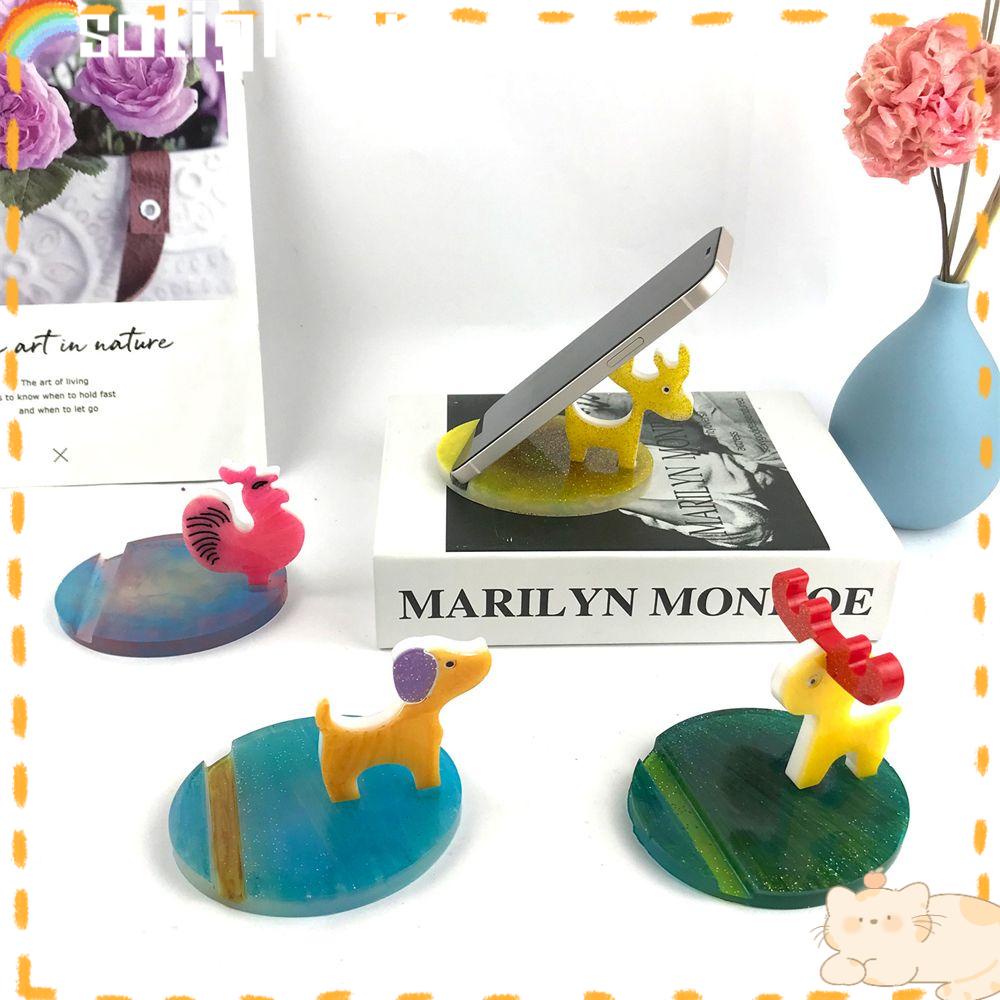 Solighter Phone Holder Cetakan Casting DIY Kerajinan Desktop Ornamen Silicone Mold