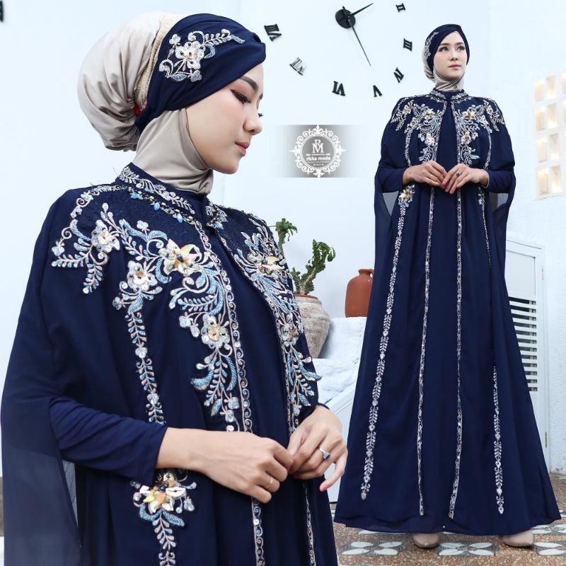Kaftan Zahra Free Gamis Manset dan Turban Original Butik