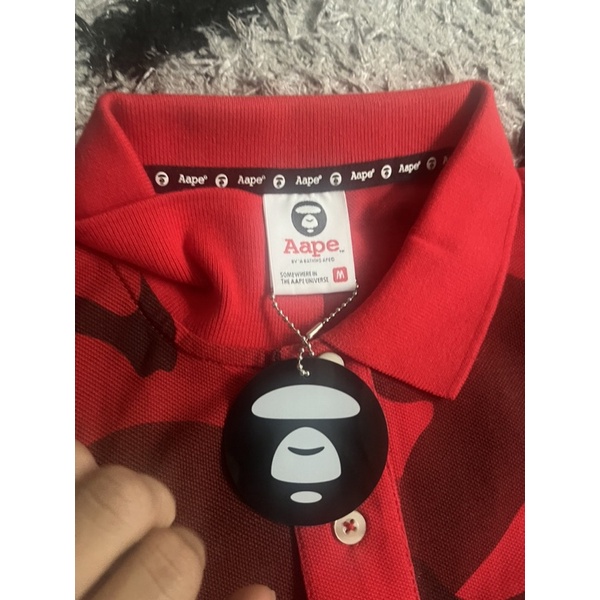 AAPE By Bathing Ape Camo Polo Shirt Red 2021 New Collection