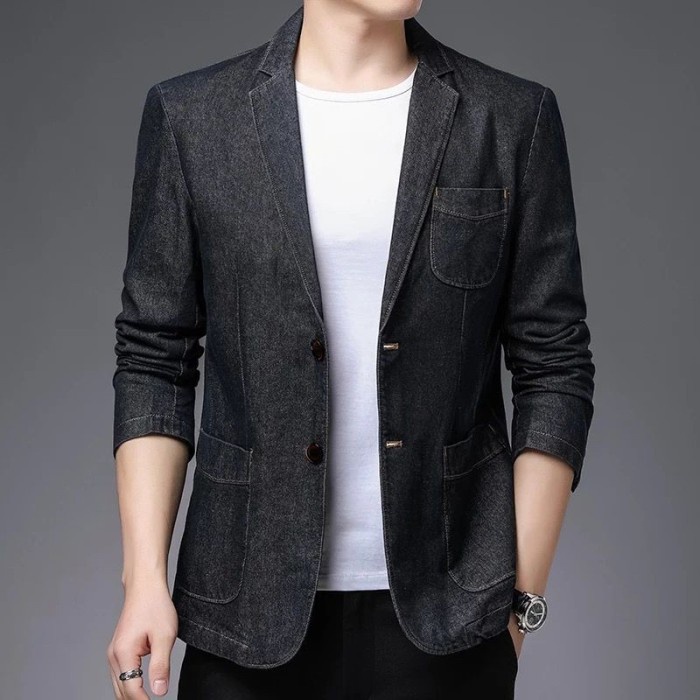 Blazer Blazer/Jas Pria Casual Jeans - Navy, M
