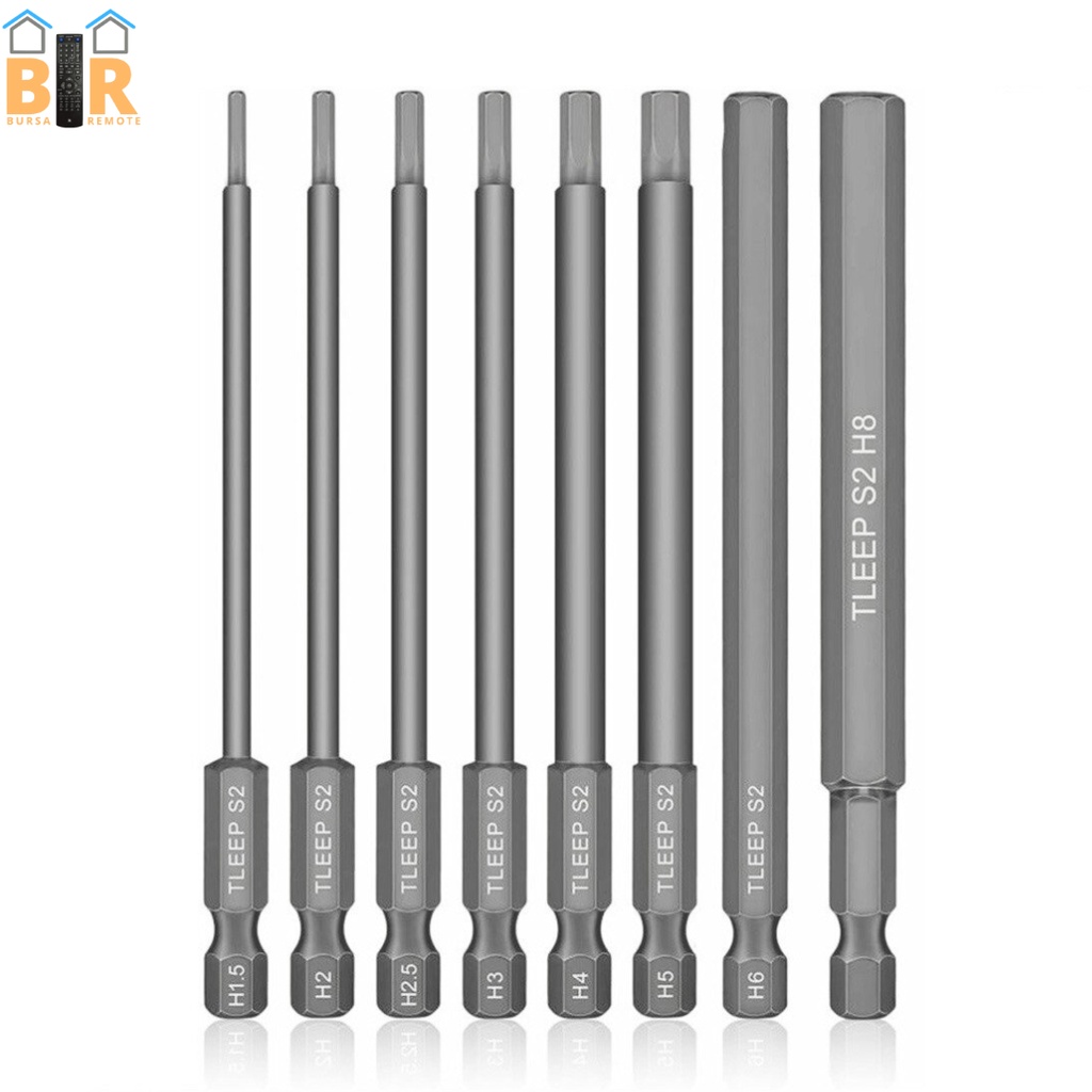 Mata Obeng Torx Magnetic 1/4&quot; Set 8 Pcs Kunci L Kepala Hex Bahan Baja Allen Bit Kunci Obeng Magnetik Matrix S2 Alloy Steel