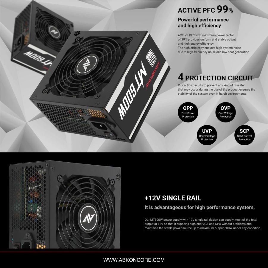 ABKONCORE Power Supply MIGHTY 600W 80+ FULLY MODULAR - Garansi Resmi