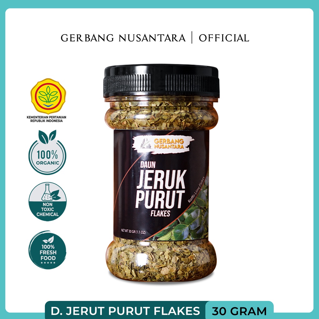 BUMBU DAPUR DAUN JERUK PURUT FLAKES- REMPAH GERBANG NUSANTARA- FLAKES KAFFIR LIME LEAF LEAVES 30gr