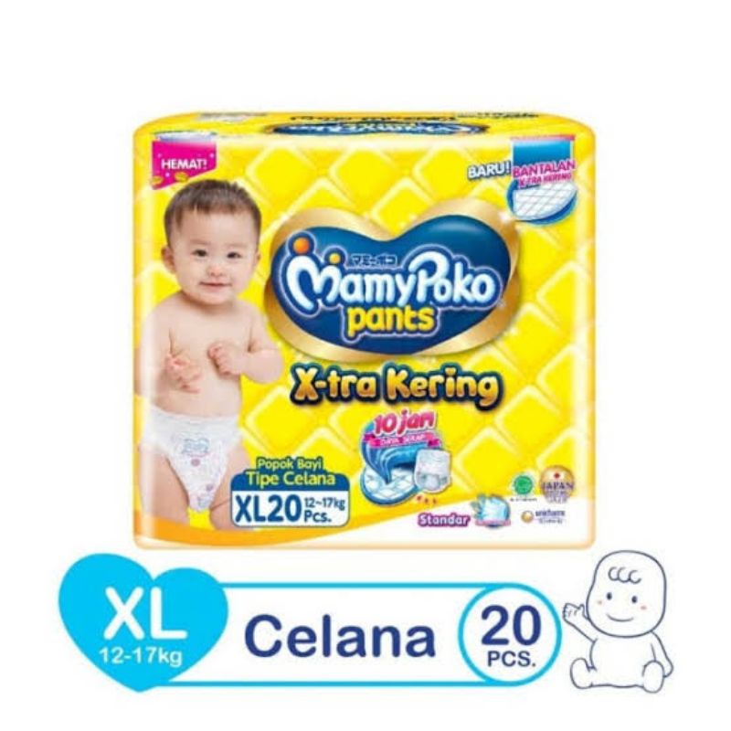 MAMYPOKO PANTS POPOK BAYI UKURAN XL ISI 20 PCS POPOK CELANA PEMBALUT BAYI PELINDUNG BAYI POPOK CELAN