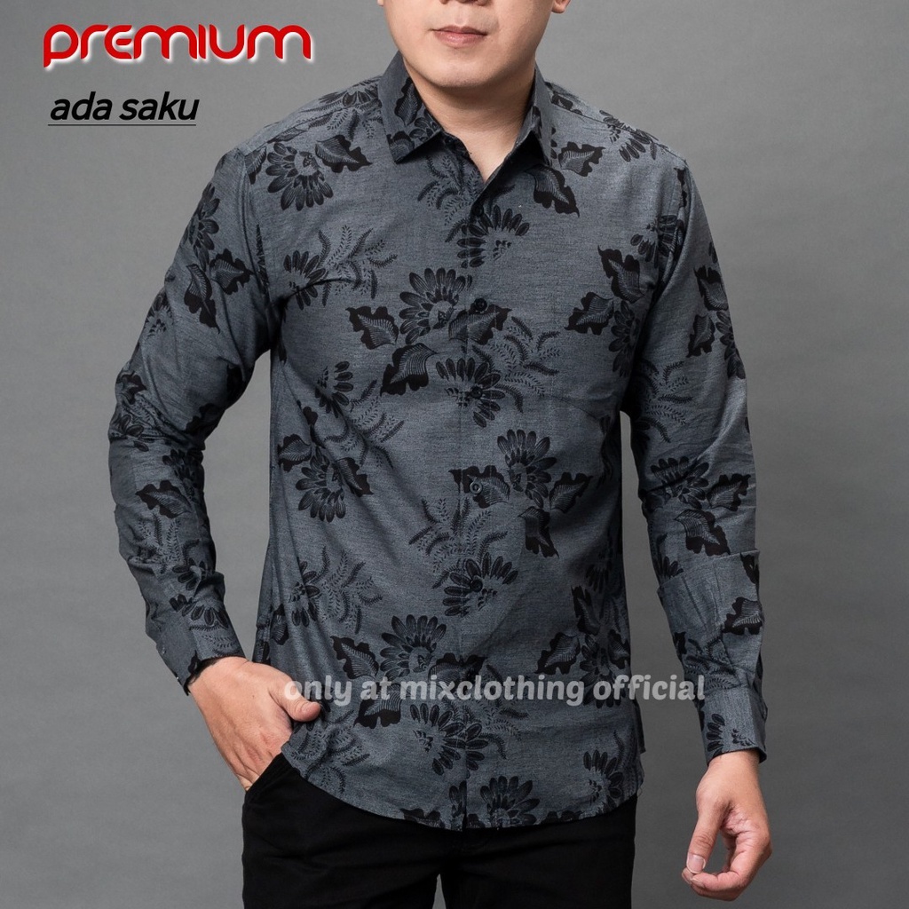 Baju Batik Pria Slimfit Kemeja Lengan Panjang Slim Premium Kode 1895