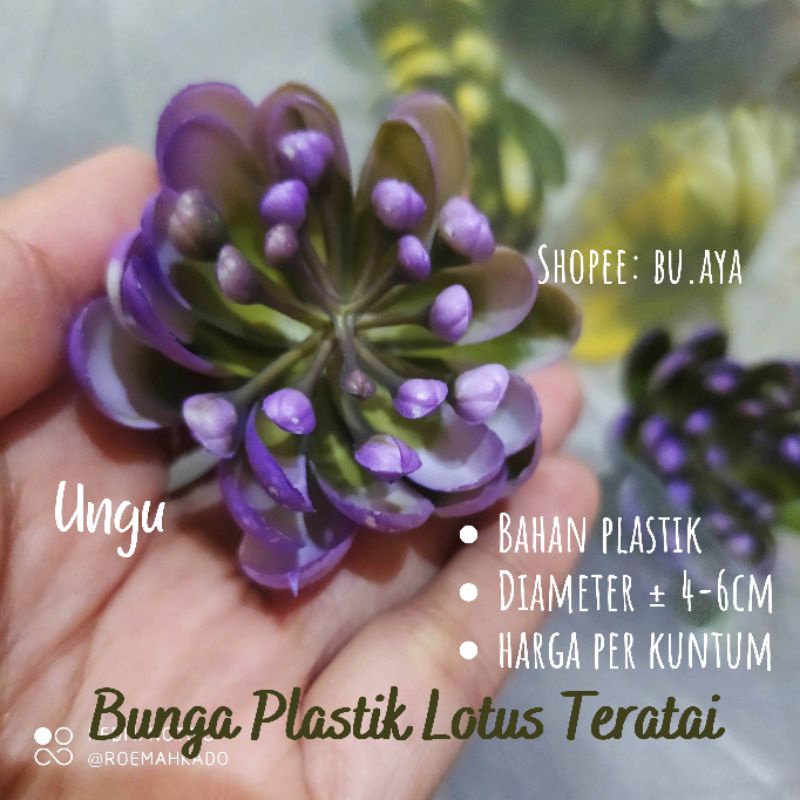 3pcs Bunga Lotus Teratai Kuntum Bunga Plastik