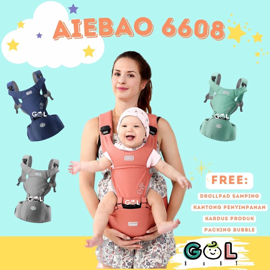 aiebao Gendongan Bayi Baby Carrier Hipseat Hip Seat Carrier Aiebao 6608(Jual 6609 6612 6618 6626 6627 6629)