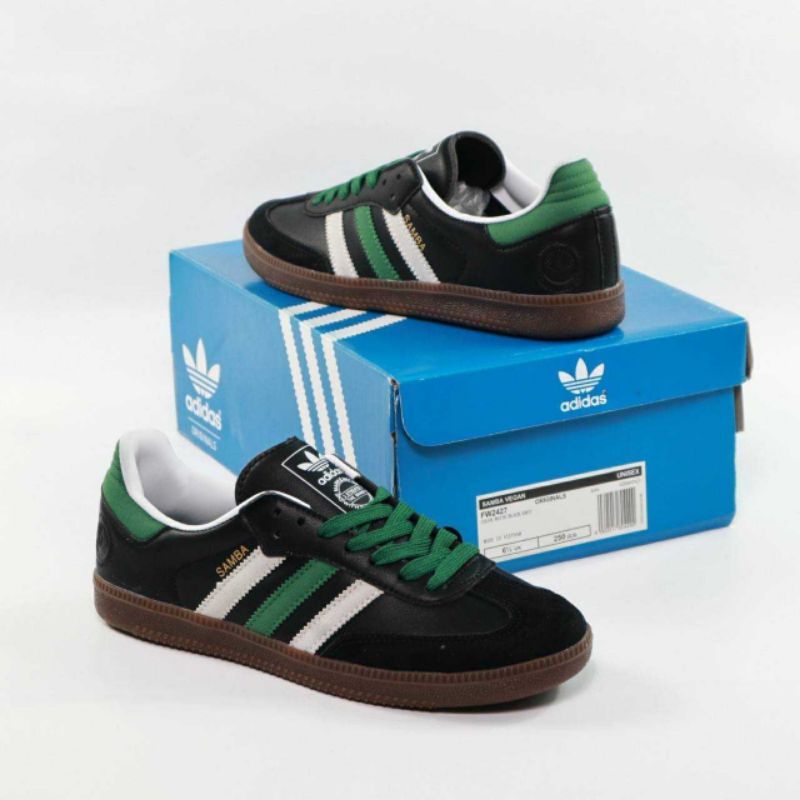 ADIDAS SAMBA BLACK WHITE GREEN ORIGINAL SNEAKERS PRIA