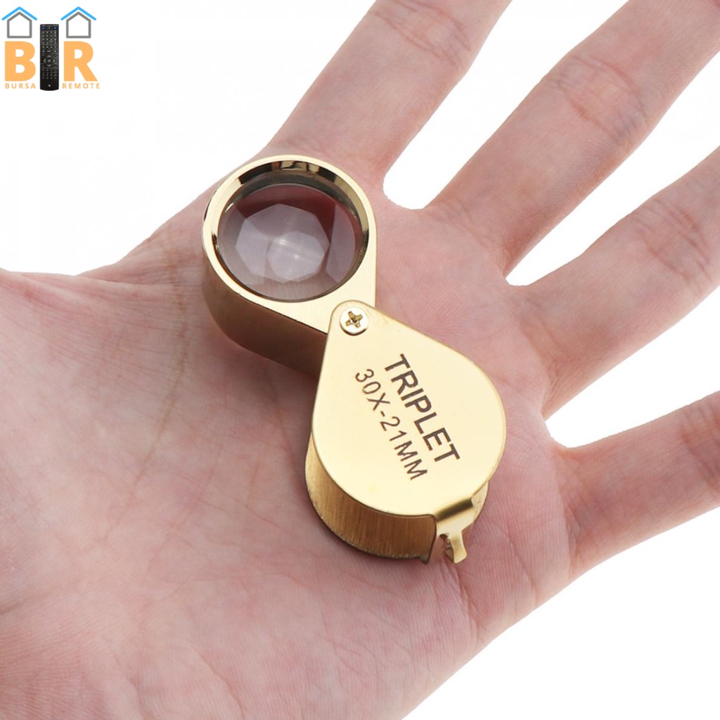 Loupe Lup Perhiasan Geologi Triplet 30x-21MM Kaca Pembesar Lipat Loupe Lensa