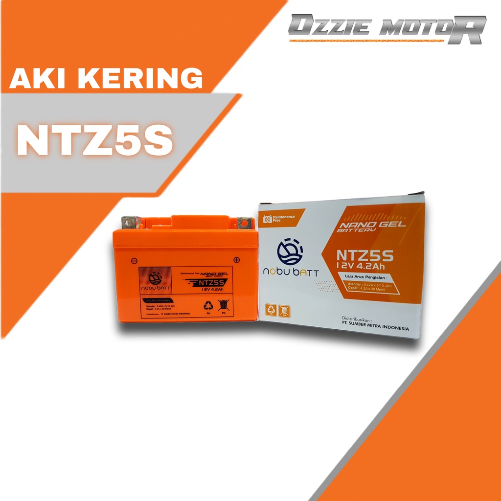 ACCU AKI BATTERY KERING NOBU MAXSHIELD MOTOR NTZ5S NTZ6 NTX7-UL