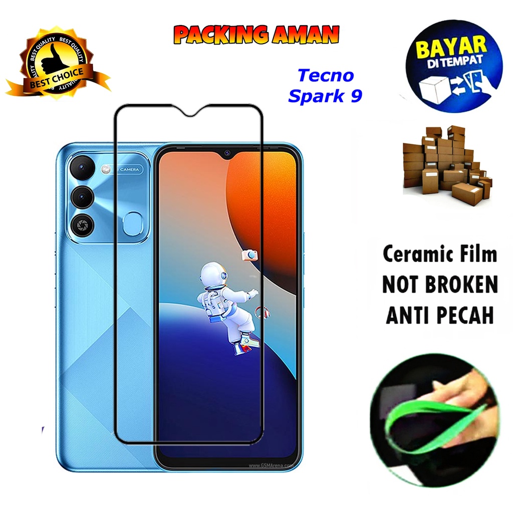 Tempered Glass Tecno Spark 9 FULL COVER FULL SCREEN Ceramic Film Anti Gores