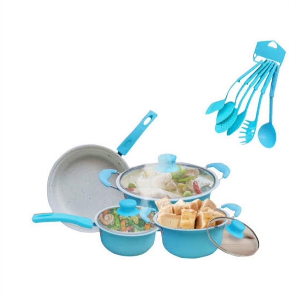 OTS 962. Panci Set 13 Pcs Cookware SQRS NO BRAND Panci Warna Marble