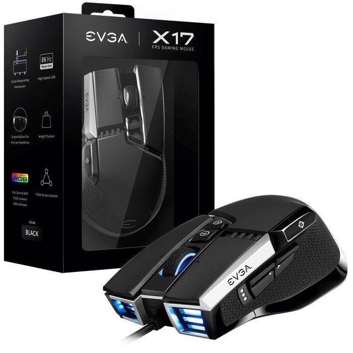 Moga Mouse Gaming Evga X17, Customizable, 16,000 Dpi, 5 Profile, 10 Button