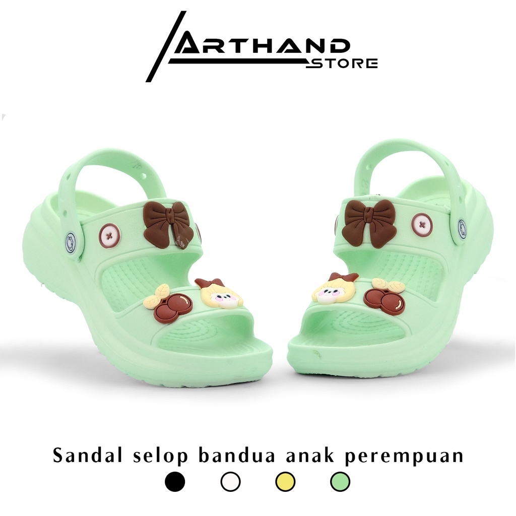 Arthand - Sandal Slop Wanita Ban Dua Anti Slip Elastic Empuk Tali Belakang Motif Lucu