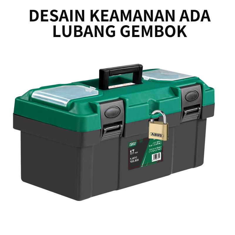 ISKU Tool box besar plastik 14 15 17 18 19 20 inch toolbox kotak perkakas besi tahan karat/kotak tempat alat bengkel/box alat perkakas tool box stainlees