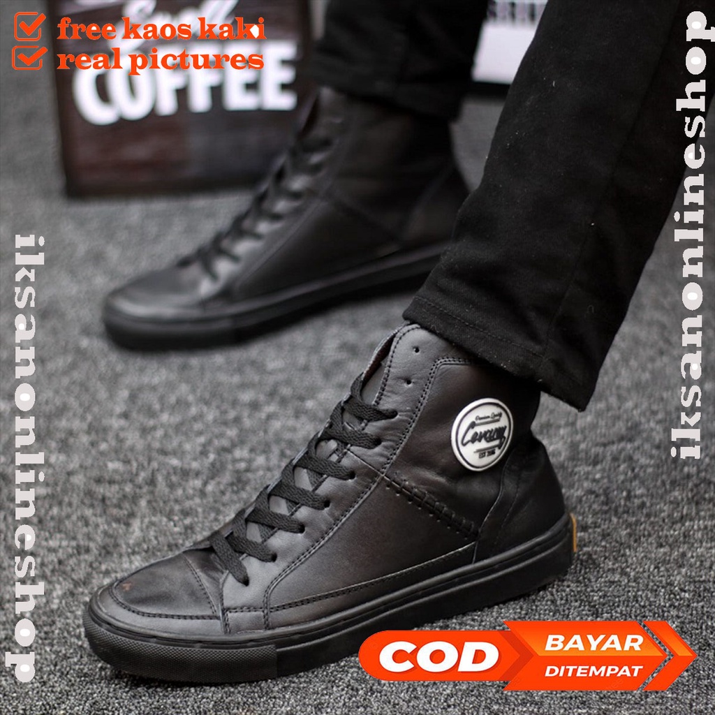 Sepatu Sneakers HIgh Pria Kulit Asli Terbaru Cvny Dante Original Sepatu  Boots Sneakers Pria kulit A