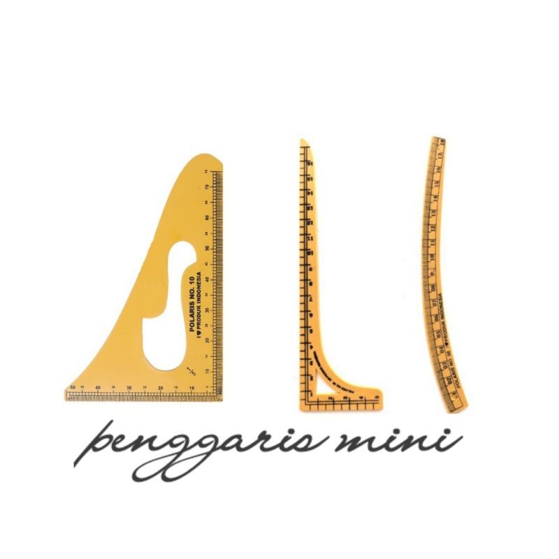 Penggaris pola jahit baju ukuran mini kecil merk polaris no 8, 9 10