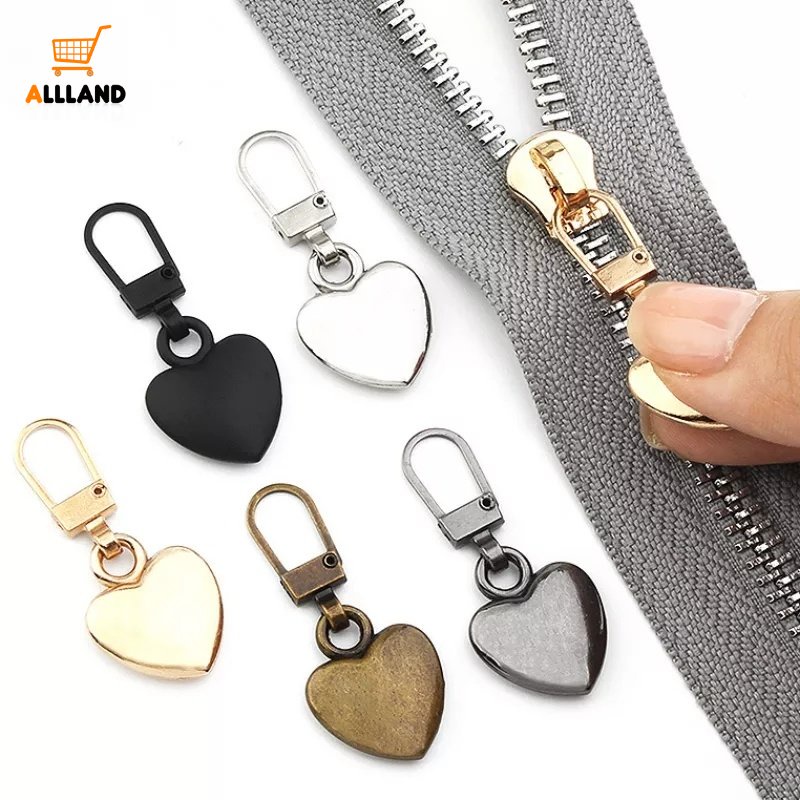 Detachable Heart Shape Metal Zipper Puller/Pakaian Luggage Tag Zip Slider/Gesper Rusak DIY Perbaikan Ritsleting Instan Snap