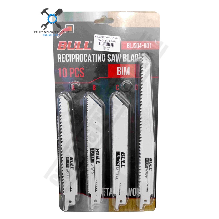 Mata Pisau Gergaji Kayu Besi 1 SET isi 10 Pcs BLJS04-001 BULL / Mata Blade Reciprocating Set 10Pcs Recipro Saw BLJS 04-001 BULL