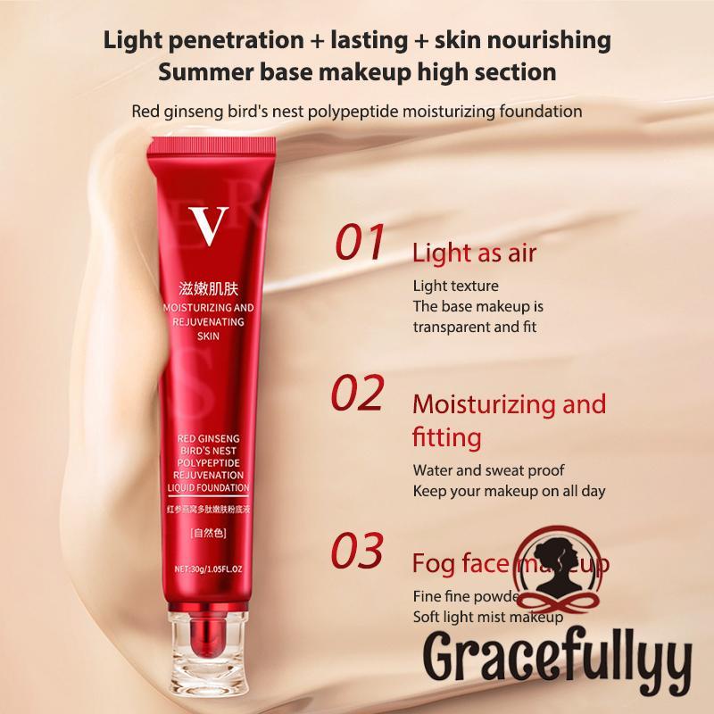 [COD]Kosmetik Viral Liquid Foundation Red Ginseng Moisturizing And Rejuvenating Skin-GY