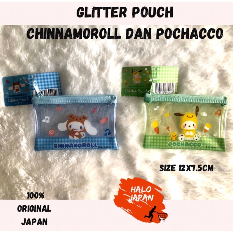 

glitter pouch Chinnamoroll dan Pochacco