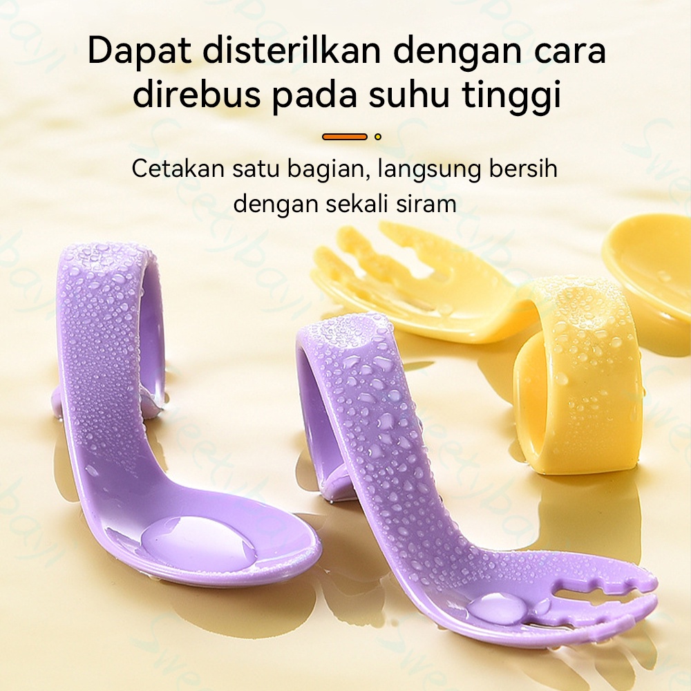 SweetyBayi Set sendok garpu anak training belajar makan  Training Spoon Fork model melengkung