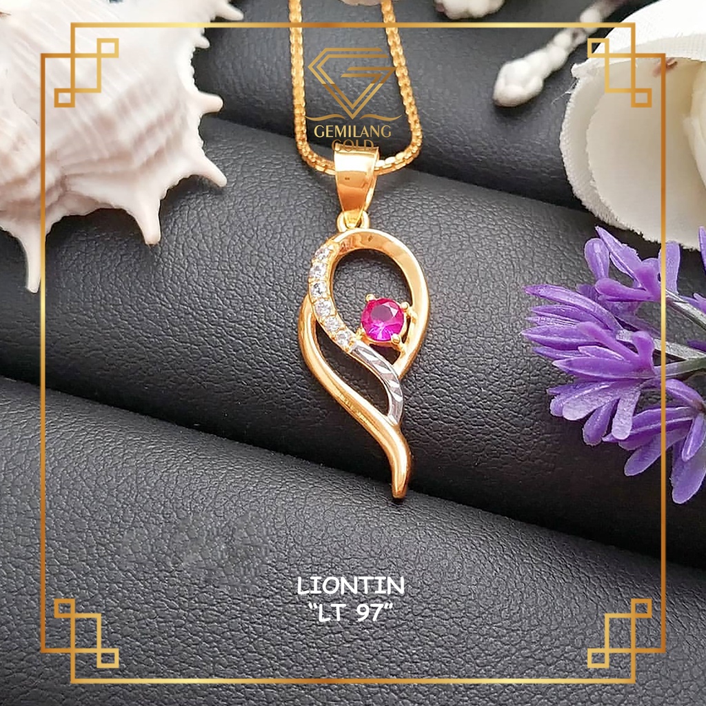 LIONTIN EMAS AURORA KADAR 375 (8K) LIONTIN EMAS ASLI SIMPLE DAN KASUAL MATA SATU LIONTIN EMAS WANITA