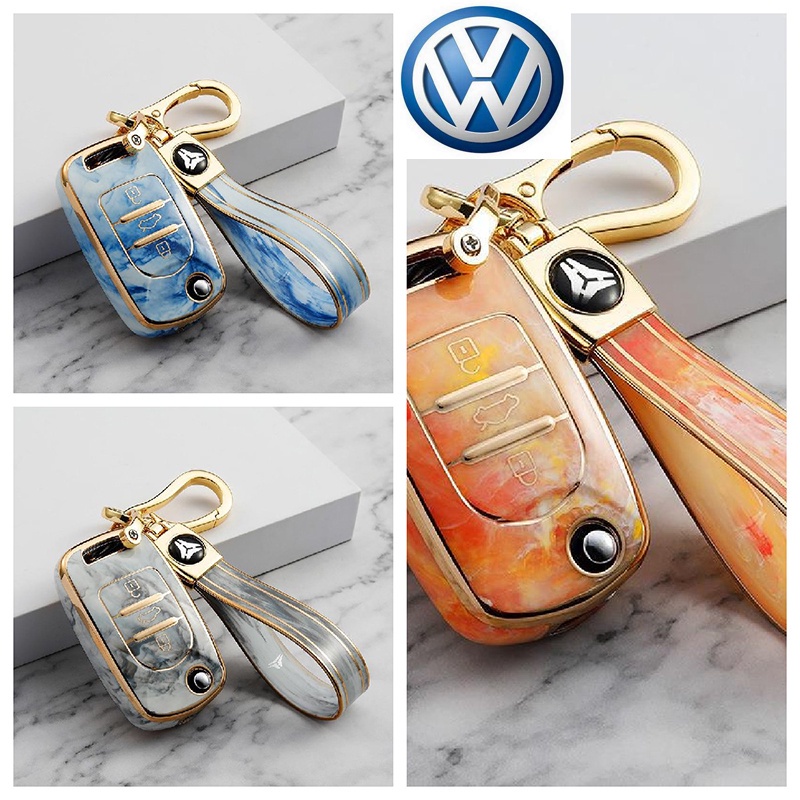 Case Pelindung Kunci Mobil Bahan TPU Motif Giok Untuk Volkswagen Polo Golf 6 5 4 Passat B6 B7 Beetle Skoda Octavia Tiguan Jetta