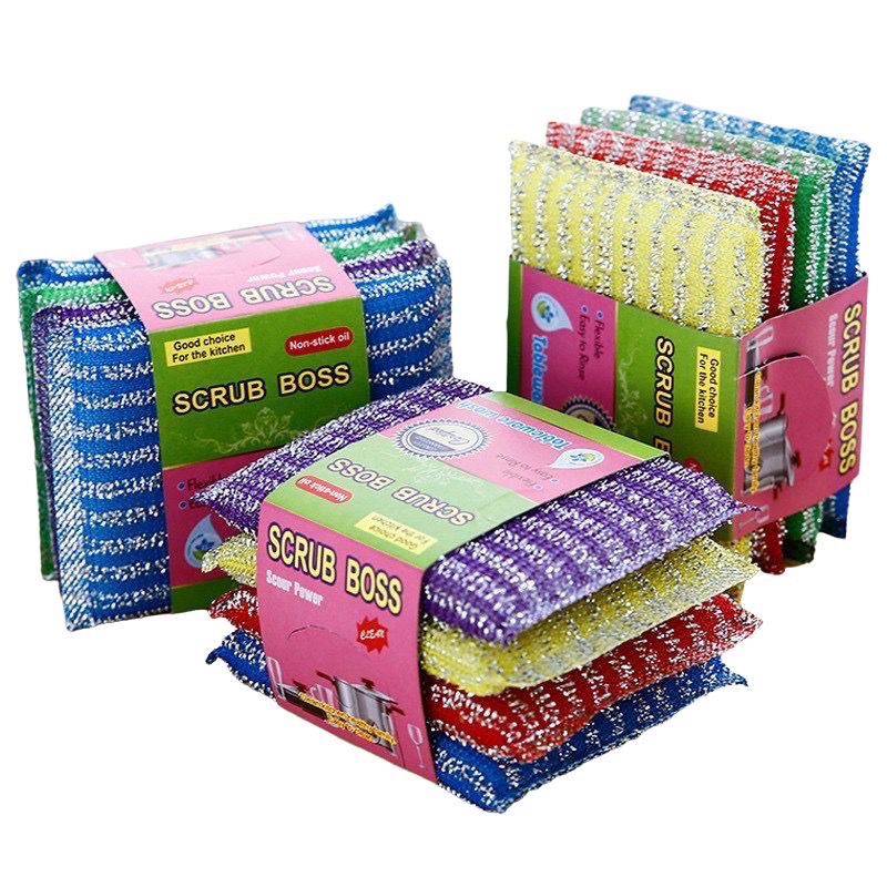 (5pcs)Spons Cuci Piring Warna Warni Spon Sponge Sabut Jaring Alat Dishwashing Dapur Masak Busa Serbaguna