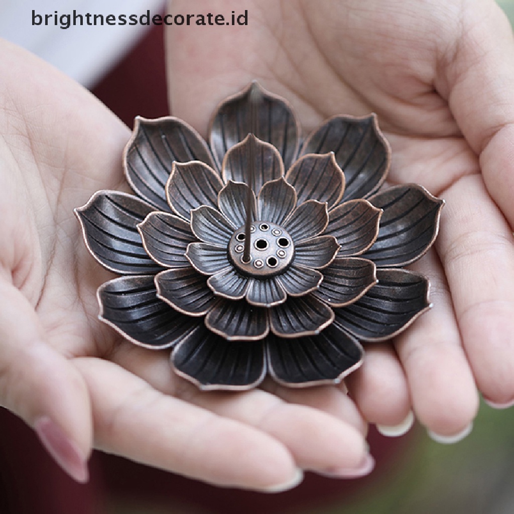 [Birth] Alloy Incense Burner Stick Holder Piring Pembakar Piring Buddhisme Coil Lotus Pedupaan [ID]