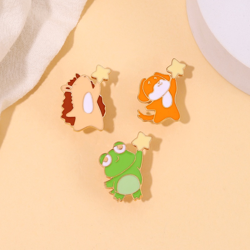 Pick The Stars Enamel Pin Anjing Lucu Kodok Landak Bros Lencana Kerah Pin Kartun Hewan Perhiasan Hadiah Untuk Anak-Anak Teman