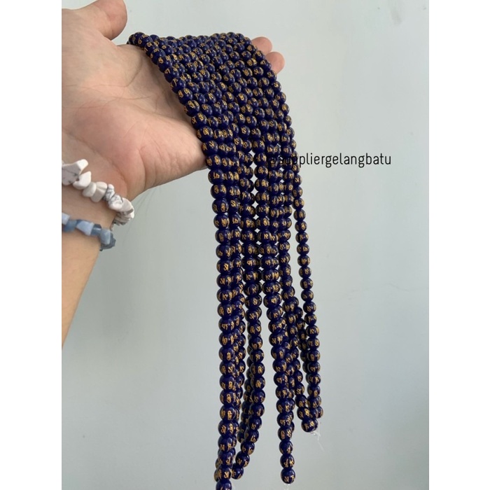 Batu Tibet BIRU TUA DOFF 8mm Mantra Beads Oak Guru om mani Padme Hum