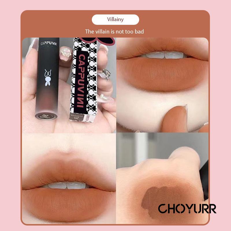 【COD】Cappuvini Matte Lip Glaze Dark Series Lipstick Warna Gelap Cappuvini Lipstick Matte Velvet Lip Gloss Waterproof Lipstik Korean-CH