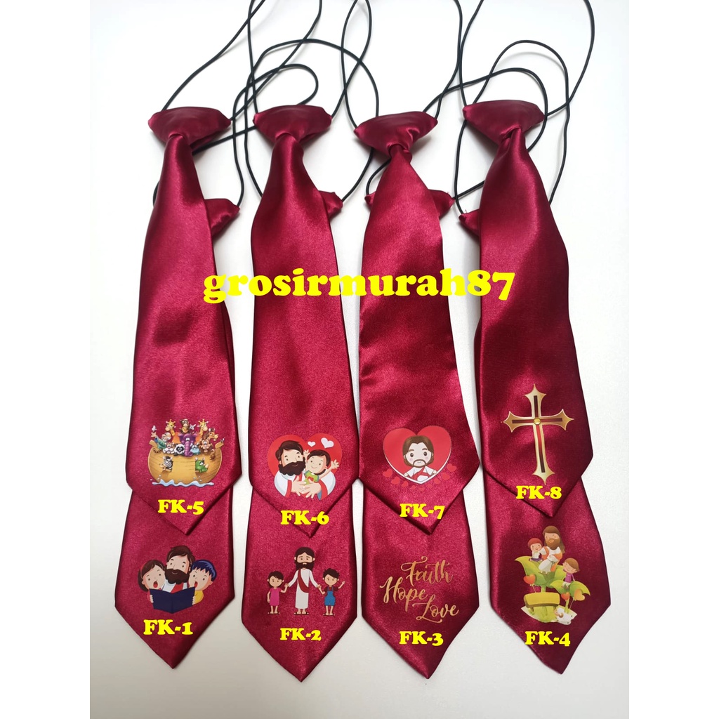 Dasi rohani anak tali karet warna hitam navy gold silver hijau merah maroon ready stok