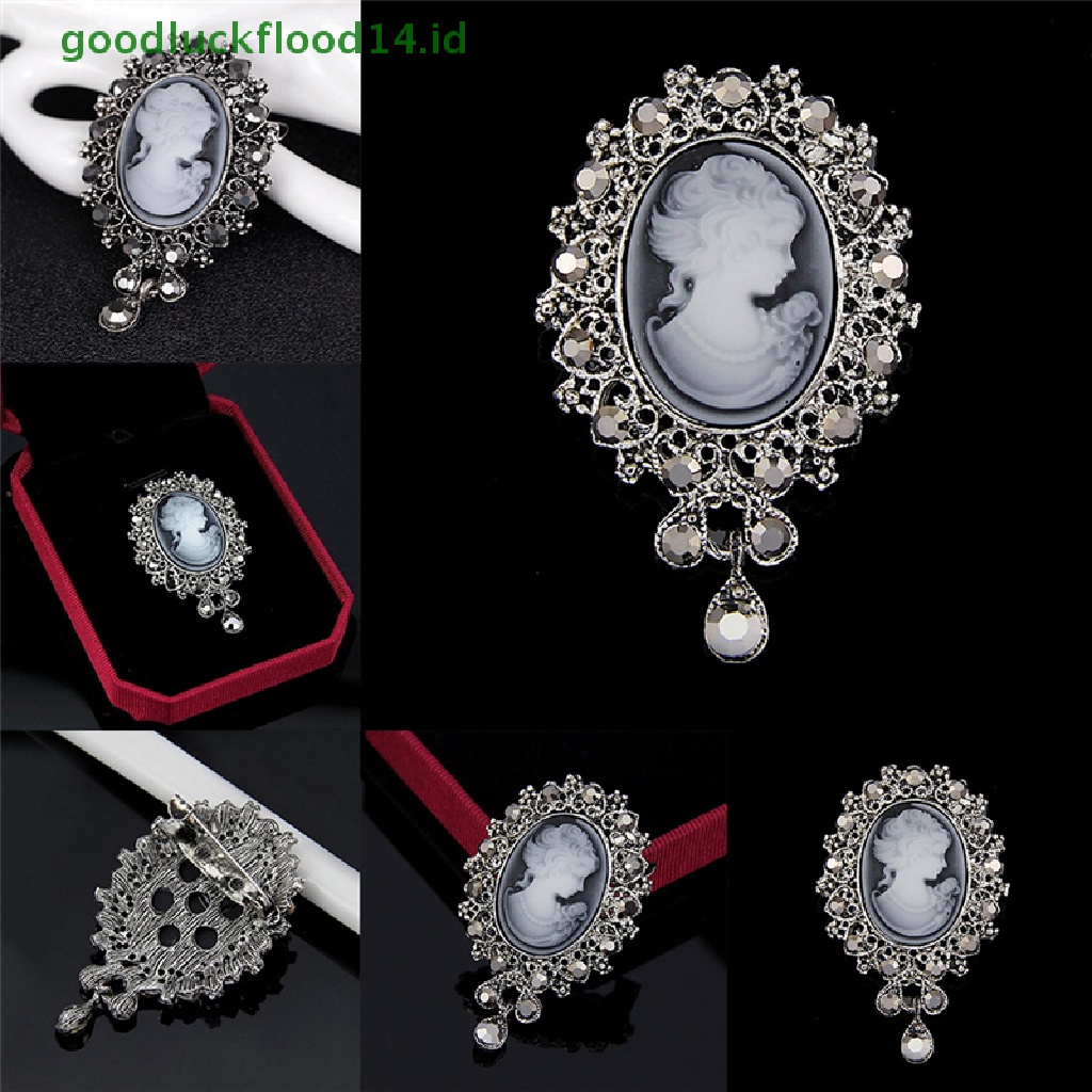 [GOOGFOUR] Hot Vintage Cameo Victorian Style crystal Pesta Pernikahan Wanita Liontin Bros Pin [TOP]