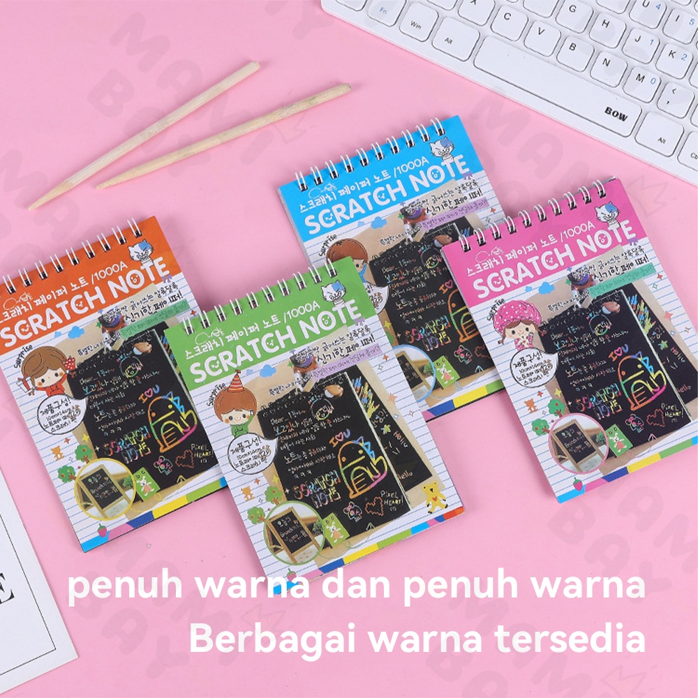 Mamibayi Scratch Note Buku Magic Warna/Mainan Black Cardboard edukasi