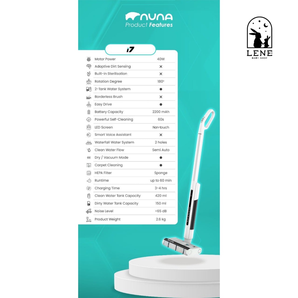 NUNA I7 Cordless Wet Dry Sterilisation Vacuum Cleaner