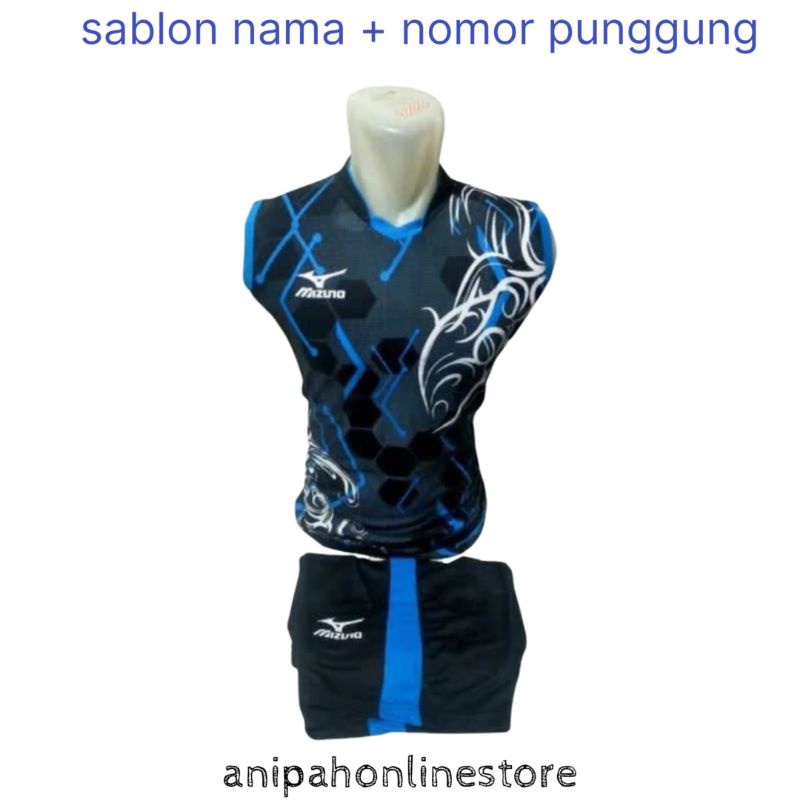 reques nama+nomor punggung Baju voli mizuno/setelan singlet mizuno terbaru baju badminton bola voli