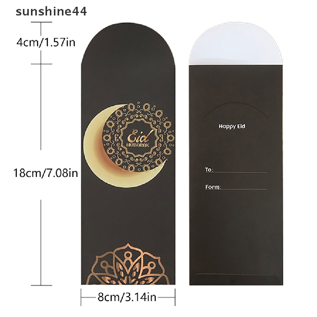 Sunshine 6Pcs/pack Amplop Uang Hadiah Idul Fitri Eid Mubarak Ramadhan Uang Kertas Kas Bungkus Merah.