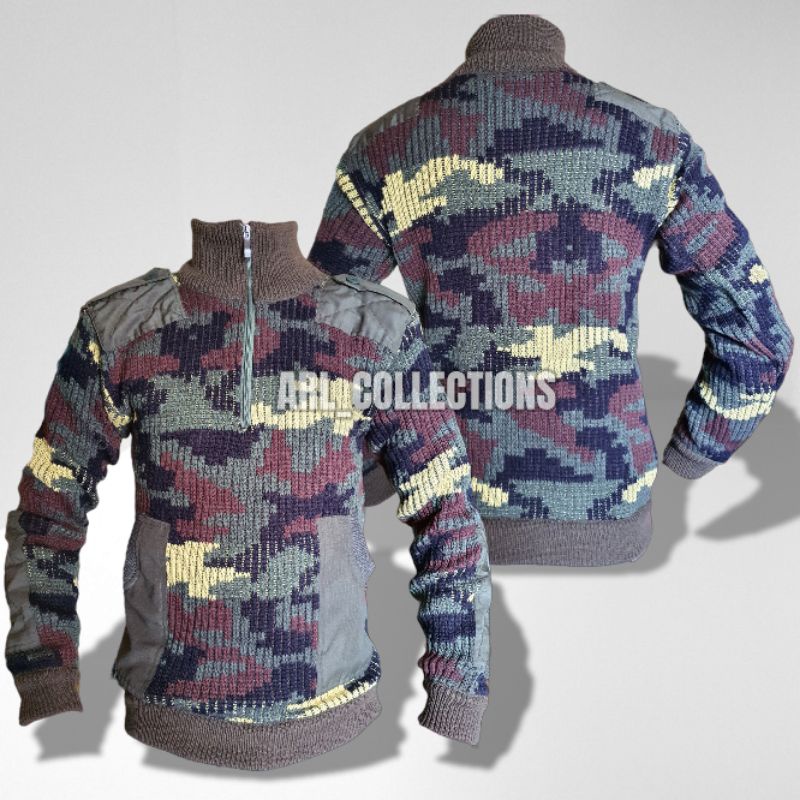 sweater rajut loreng army tni - sweater rajut loreng pria wanita dewasa - sweater loreng rajut