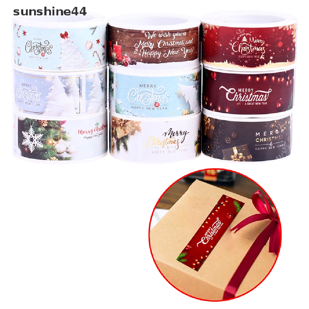 Sunshine 120Pcs/Roll 2.5x7.5cm Merry Christmas Stiker Hadiah Liburan Label Decals.