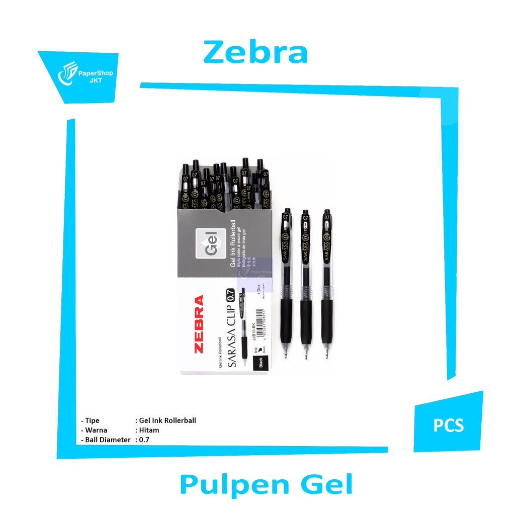 

ZEBRA - Sarasa Pulpen Pena Gel 0.7 mm Warna Hitam dan Biru - Pcs