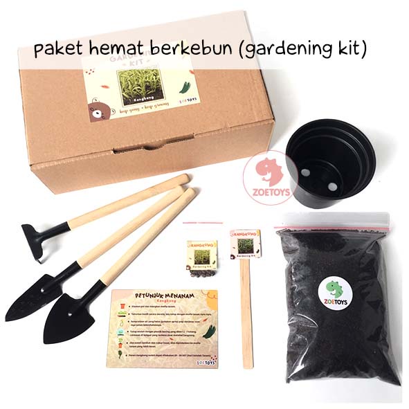 Zoetoys Paket Hemat Berkebun (Gardening Kit) | DIY Menanam Tomat Bunga Matahari Cabe Rawit Kangkung Bayam Daun BawangStarter Plant Grow Kit | Cari Bingkisan Hampers Gift Souvenir Kado Ulang Tahun | Mainan Science Set