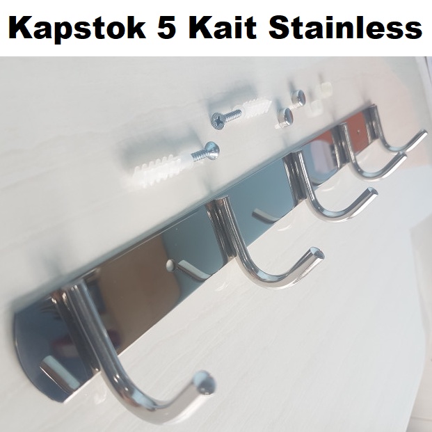 Kapstok 5 Kait Stainless Hanger Gantungan Baju Pakaian Kokoh