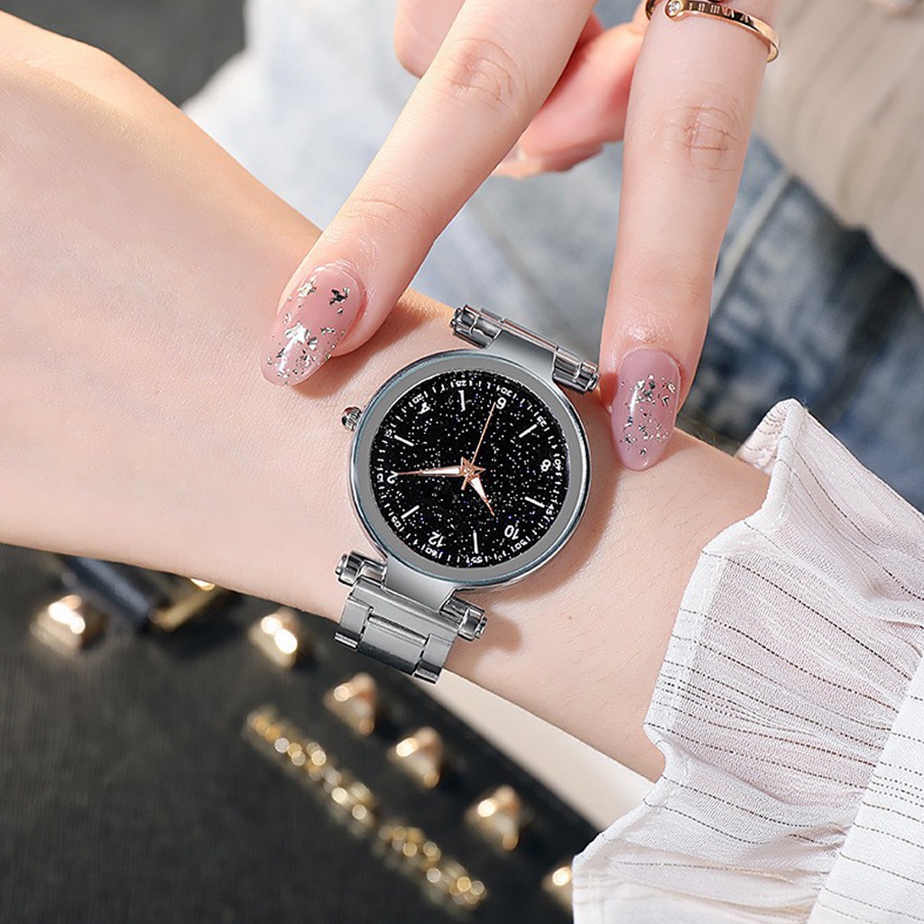 MurmerOfficial Jam Tangan Wanita Analog Fashion Dengan Strap Stainless Steel Quartz Dial Bulat Import JT055