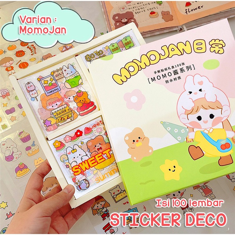 Isi 100 Lembar Sticker Stiker Deco Aesthetic Lucu Momo Stiker Anti Air Tumblr DIY Hp Stiker Motif Kartun Lucu ala Korea Dekorasi Buku Diary Memo Journal Catatan Harian Anak Sekolah Alat Tulis Bahan Stiker Transparant Bisa Untuk Kado Ulang Tahun @banyak