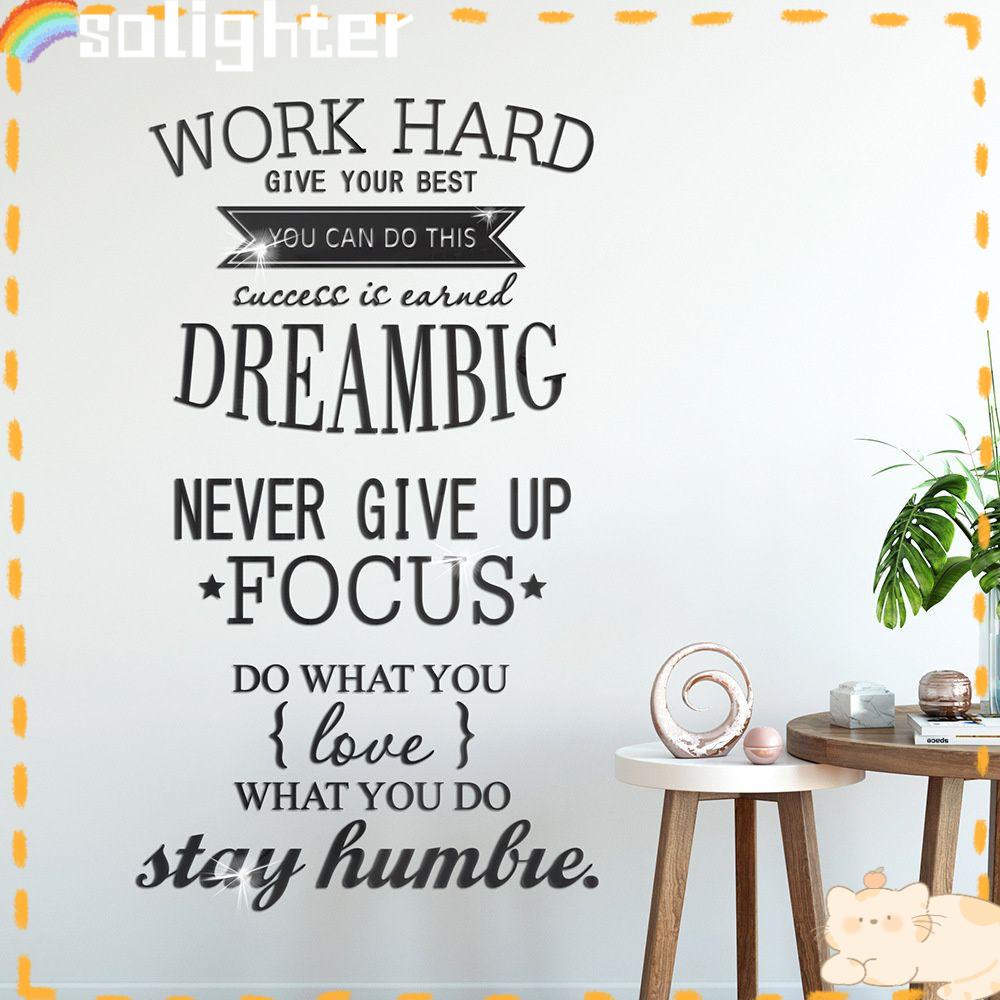 Stiker Dinding Motivasi SOLIGHTER Mural Kamar Tidur Kantor Dekorasi Rumah Wall Art Sticker