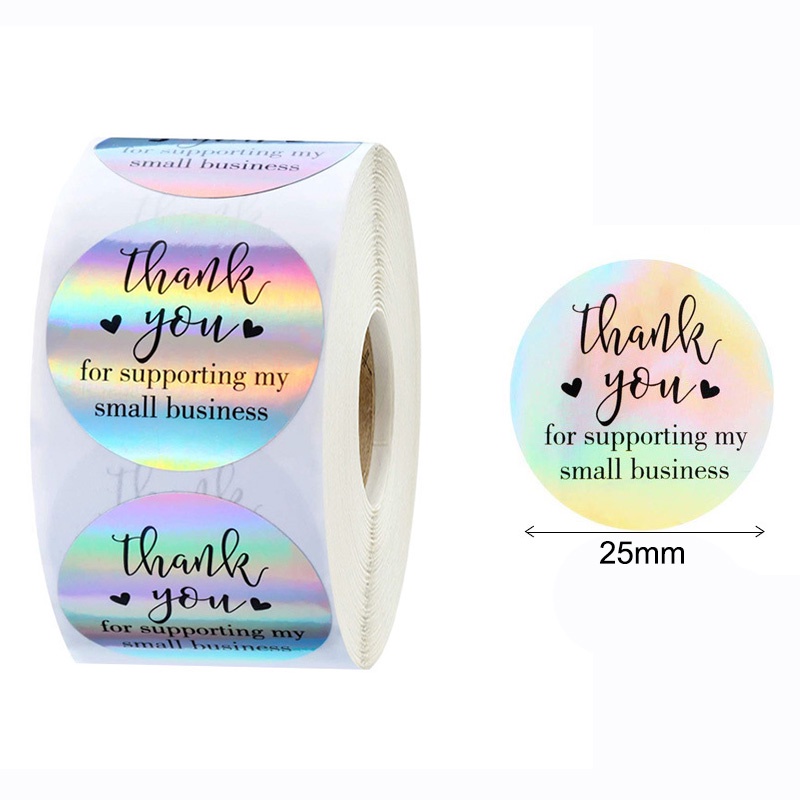 

500 Pcs 1 Roll Stiker Terima Kasih Sticker Label Thank You Promo - SO