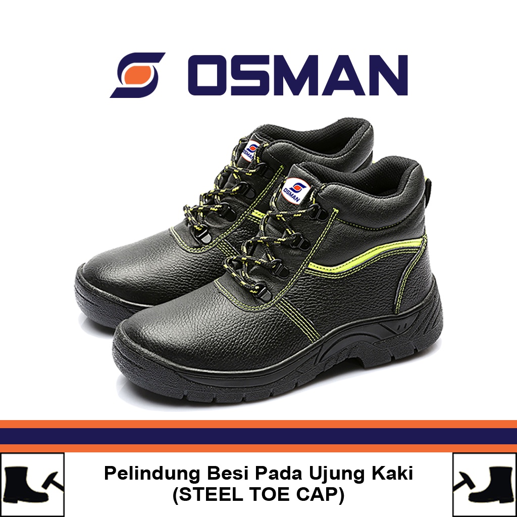 OSMAN Sepatu Safety Shoes Mid Cut Sepatu Safety Ujung Besi Tipe OS-018