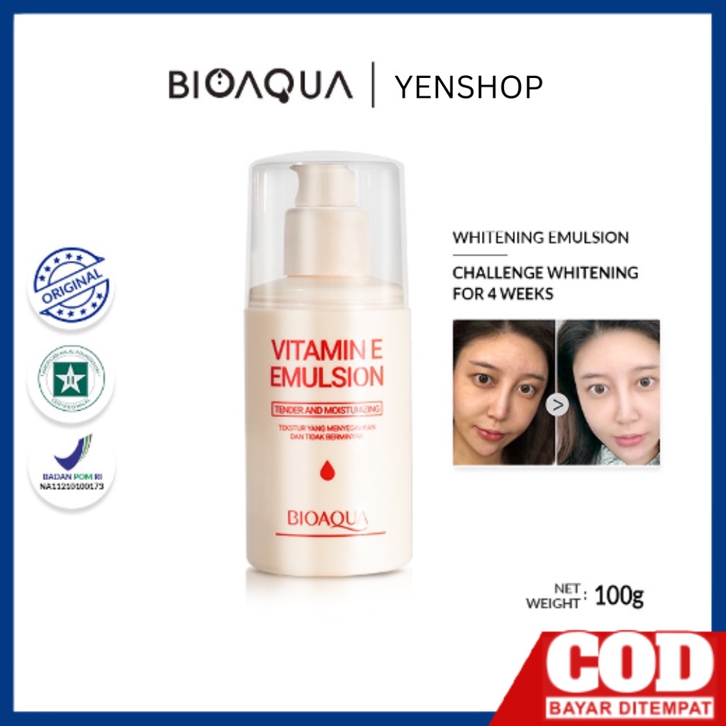 BIOAQUA Vitamin E Emulsion 100ml Moisturizer Cream Pemutih Pelembab Penghalus Wajah